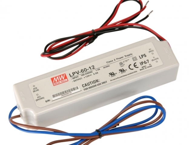 Mean Well 60 W-os vízálló tápegység, 5 Amper, 12 VDC Mean Well 60 W-os vízálló tápegység, 5 Amper, 12 VDC