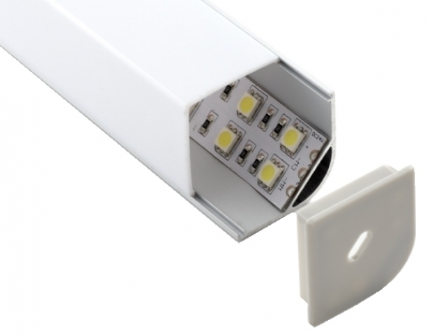 Ledprofiles Sarok aluprofil, 90°-os opál fedéllel, dupla soros, 2 méteres szál 