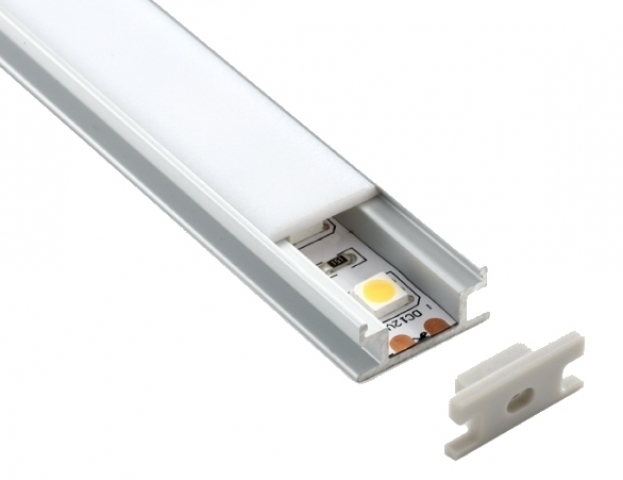 Ledprofiles Lépésálló aluprofil, opál fedéllel, 2 méteres szál 