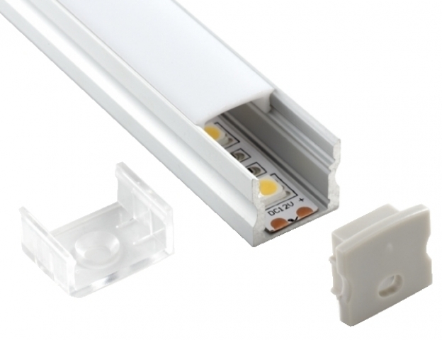 Ledprofiles Felületre szerelhető aluprofil, mély, opál fedéllel, 2 méteres szál 