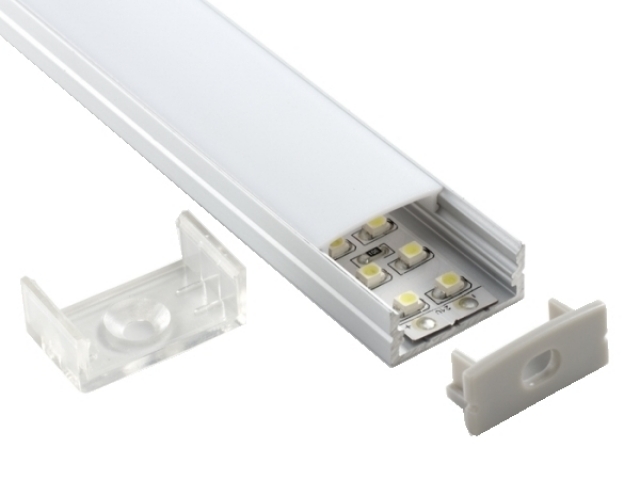 Ledprofiles Felületre szerelhető aluprofil, opál fedéllel, dupla soros, 2 méteres ...