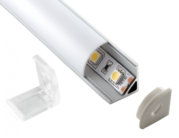 Ledprofiles Sarok aluprofil, íves opál fedéllel, 2 méteres szál 