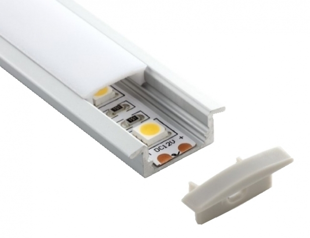 Ledprofiles Süllyeszthető aluprofil, opál fedéllel, 2 méteres szál 