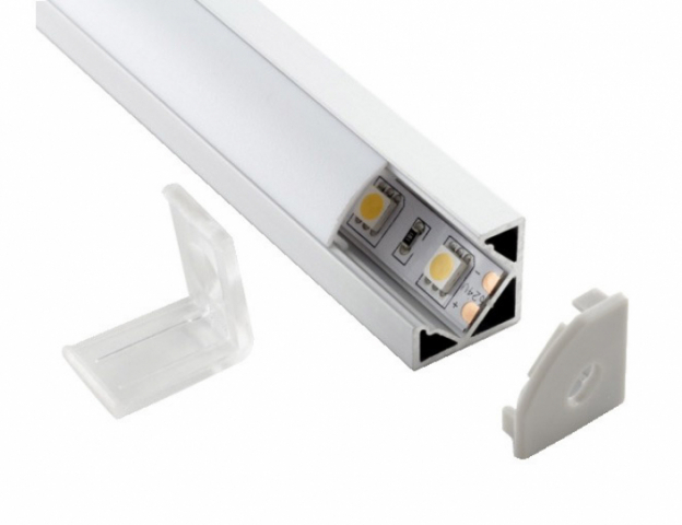 Ledprofiles Sarok aluprofil, normál opál fedéllel 