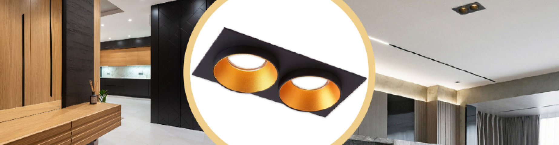 MasterLED Taris fekete-arany színű dupla spot keret, GU10-es foglalattal