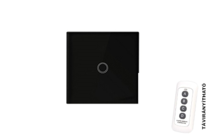 MasterLED Fekete üveg távirányítható érintő alternatív bázis kapcsoló 