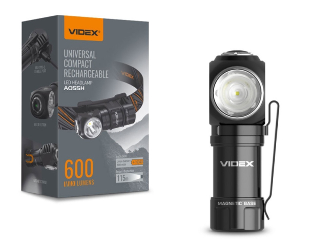 Videx LED Fejlámpa, hidegfehér újratölthető akkumulátorral A055H 