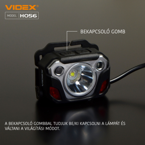 Videx LED Fejlámpa, hidegfehér újratölthető akkumulátorral H056