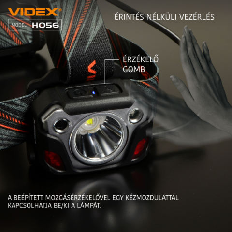 Videx LED Fejlámpa, hidegfehér újratölthető akkumulátorral H056