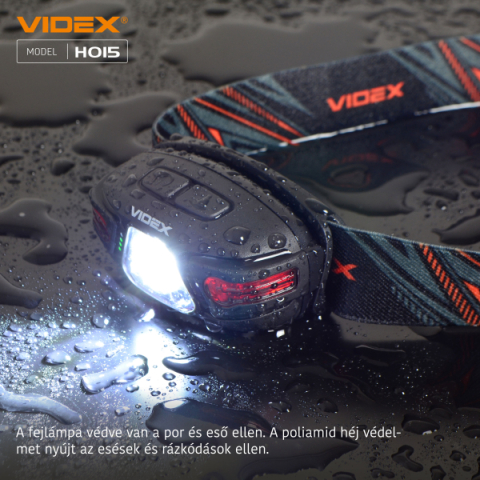Videx LED Fejlámpa, natúrfehér újratölthető akkumulátorral H015