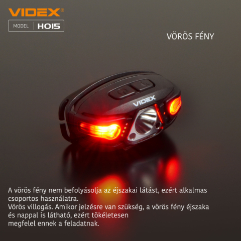Videx LED Fejlámpa, natúrfehér újratölthető akkumulátorral H015