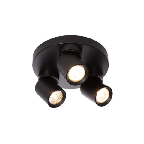 MasterLED Timo GU10 foglalatú, 3-as fekete mennyezeti lámpa, kerek