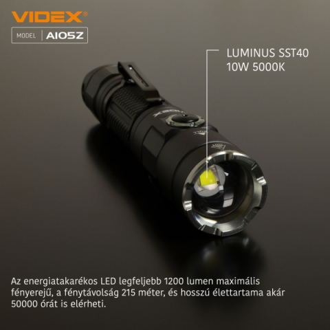 VIDEX akkumulátoros hordozható zseblámpa VLF-A105Z