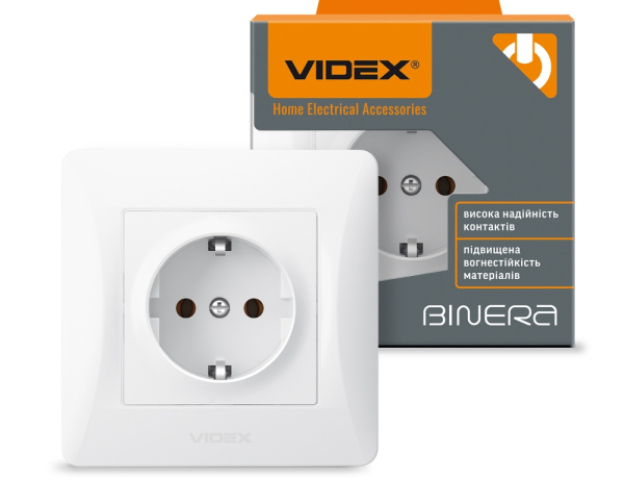 Videx Binera fehér színű süllyesztett földelt csatlakozó aljzat (20/120) 