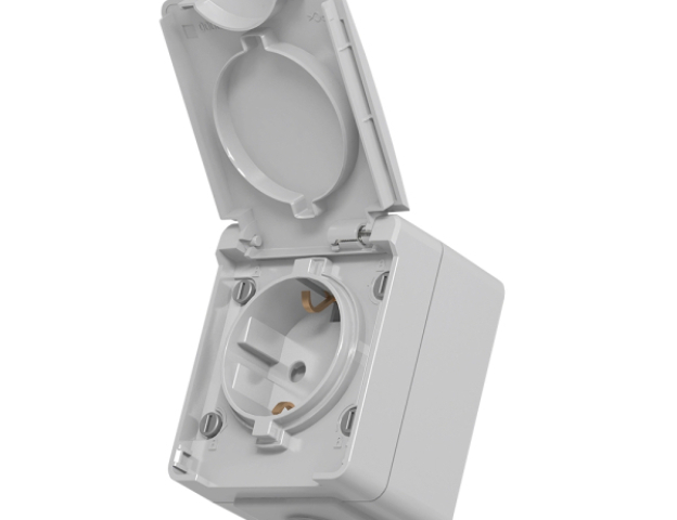 Videx Binera szürke színű falon kívüli, vízmentes földelt csatlakozó aljzat ...