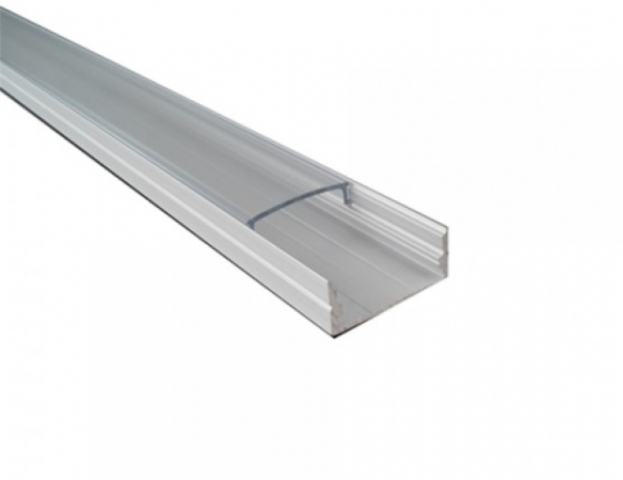 Ledprofiles Felületre szerelhető aluprofil, víztiszta fedéllel 2 méteres szál 