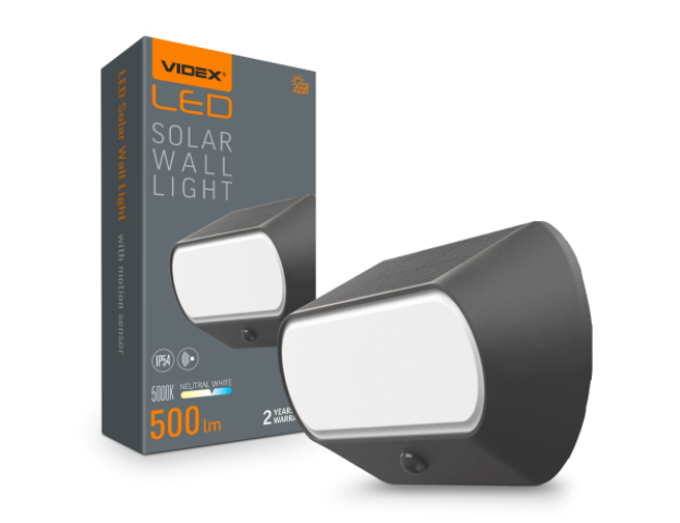 Videx napelemes fali lámpa, 5000K, beépített mozgásérzékelővel, 001-S Videx napelemes fali lámpa, 5000K, beépített mozgásérzékelővel, 001-S