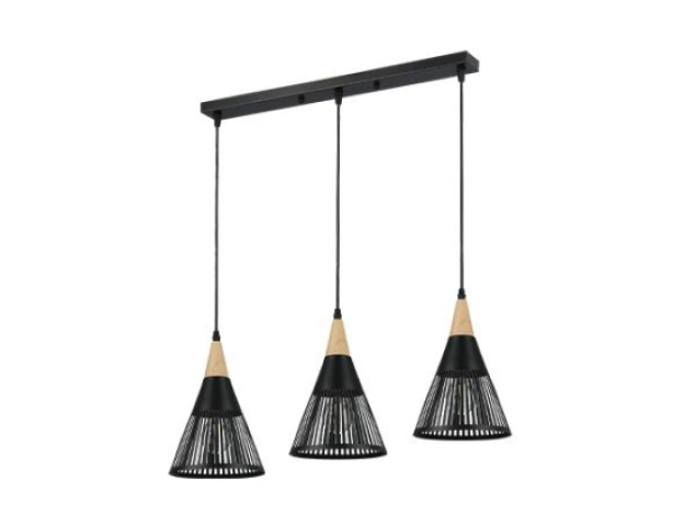 MasterLED Hira 3xE27 foglalatú fa/fekete színű függesztett mennyezeti lámpa 