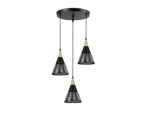 MasterLED Hira fa/fekete színű függesztett kerek mennyezeti lámpa 3xE27-es ...