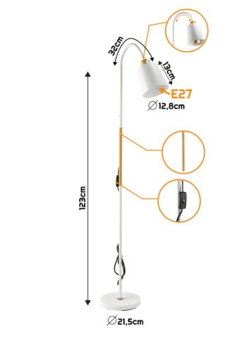 Berge Vienna fa/fehér színű állólámpa, E27-es foglalattal