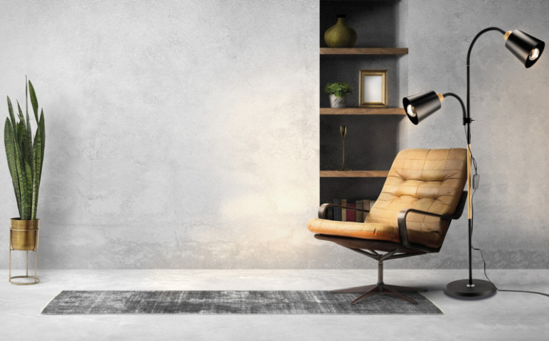 Berge London fa/fekete színű állólámpa, 2xE27-es foglalattal