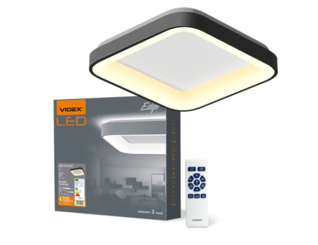 Videx Led Edge 72 W-os,ø450mm fekete négyzet alakú LED távirányítós mennyezeti lámpa 