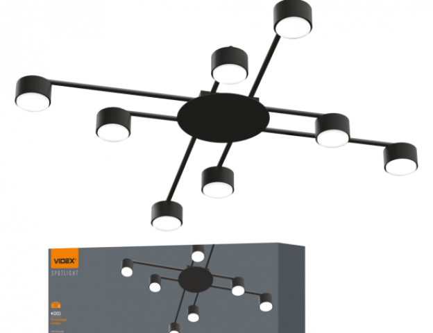 Videx fekete színű mennyezeti lámpa, 8xGX53-as foglalattal Videx fekete színű mennyezeti lámpa, 8xGX53-as foglalattal