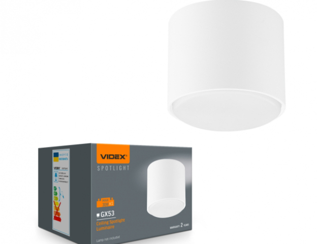 Videx fehér kerek alakú mennyezeti lámpa keret, GX53-as foglalattal 
