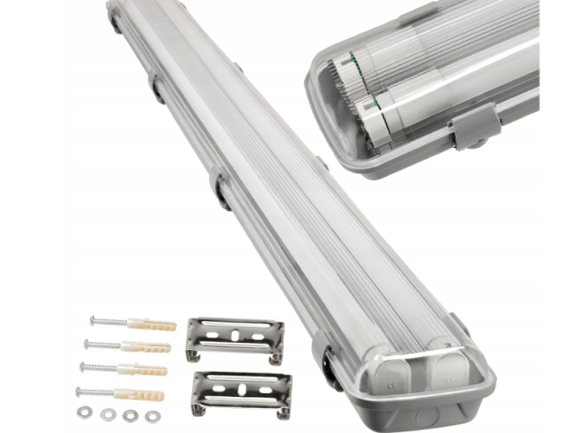 Berge 120 cm-es armatúra 2x18 W-os víztiszta fedéllel natúr fehér LED fénycsövekkel 