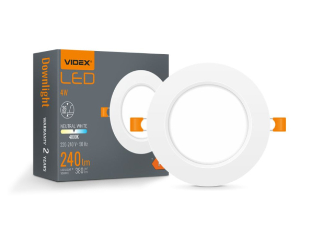 Videx 4 W-os süllyesztett natúr fehér, kör alakú LED-es mennyezetlámpa 