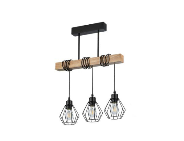 MasterLED Otto 3xE27 foglalatú tölgy + fekete színű függesztett mennyezeti lámpa 