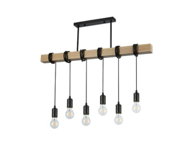 MasterLED Nido 6xE27 foglalatú tölgy + fekete színű függesztett mennyezeti lámpa 