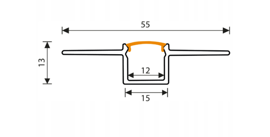 Berge gipszkartonba süllyeszthető alumínium profil opál fedéllel 2 méteres szál