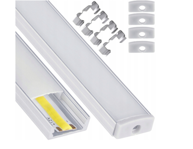 Berge felületre szerelhető alumínium aluprofil, opál fedéllel, 2 méteres szál 