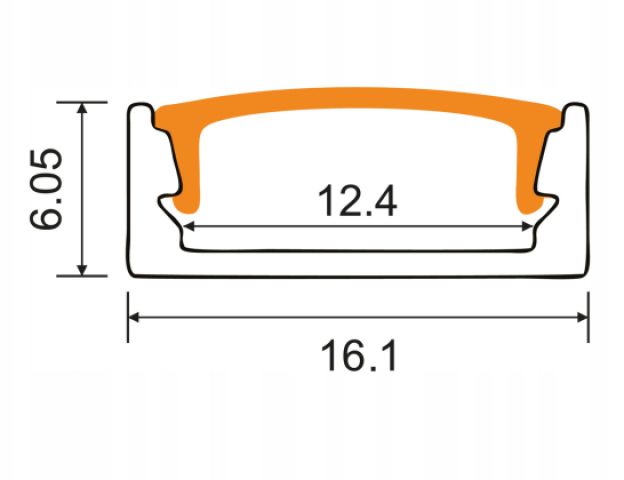 Berge felületre szerelhető alumínium aluprofil, opál fedéllel, 2 méteres szál