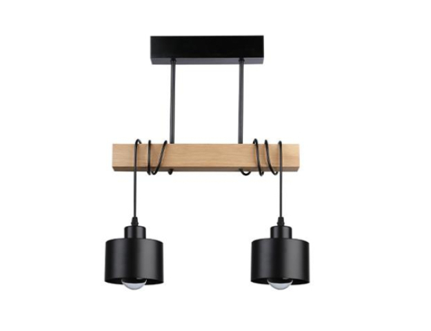 MasterLED Elza 2xE27 foglalatú tölgy + fekete színű függesztett mennyezeti lámpa 
