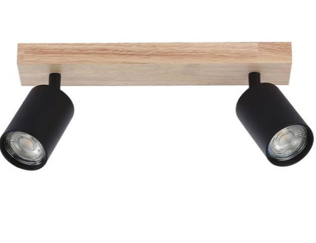 MasterLED Dabi tölgy/fekete színű 2-es mennyezeti lámpa, GU10-es foglalattal 