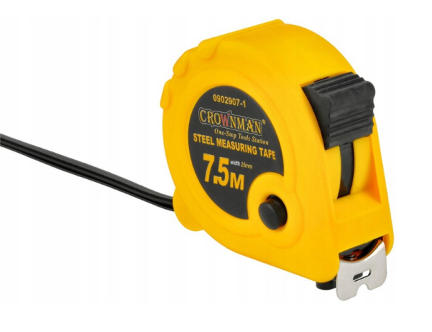 Crownman 7,5m X25mm acél mérőszalag 