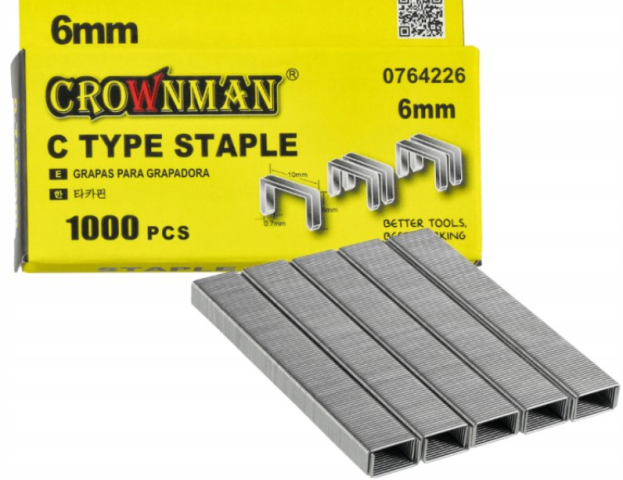 Crownman Kárpitós Tűzőgép Kapocs 0.7x6mm 1000 db 