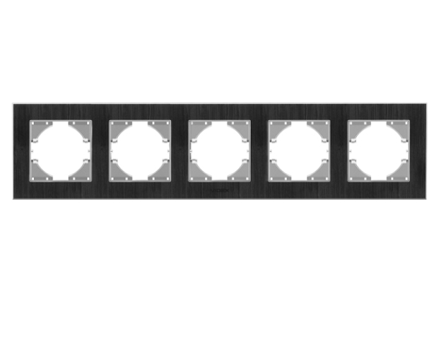 Videx Binera fekete színű alumínium, ötös vízszintes keret (6/48) 