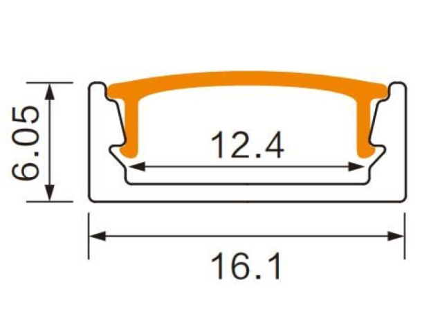 EcoLight felületre szerelhető aluprofil, opál fedéllel, 2 méteres szál