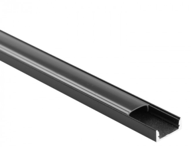 EcoLight felületre szerelhető fekete aluprofil, fekete fedéllel, 2 méteres szál EcoLight felületre szerelhető fekete aluprofil, fekete fedéllel, 2 méteres szál