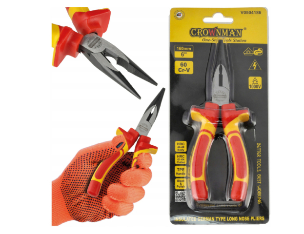 Crownman Szigetelt hosszú vágófogó 160 mm Crownman Szigetelt hosszú vágófogó 160 mm