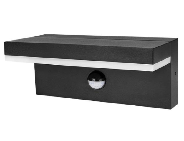 MasterLED Hestio 9W-os natúr fehér, fekete oldalfali lámpa mozgásérzékelővel MasterLED Hestio 9W-os natúr fehér, fekete oldalfali lámpa mozgásérzékelővel